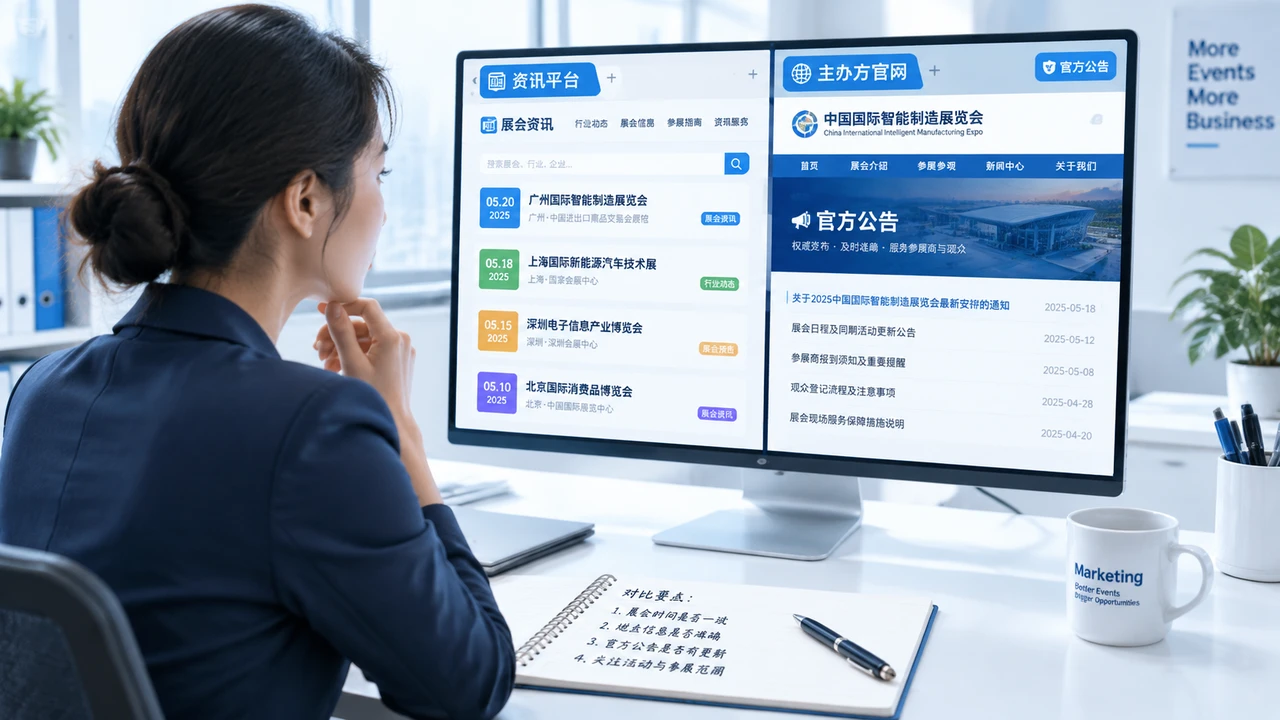 2026年底展会资讯平台出现多版本信息时：企业如何回到主办方页面确认报名状态